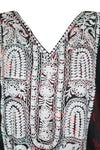 Kaftan Maxi Dress Georgette Red ,Black Floral Embroidered Resort Wear Dresses, 4XL