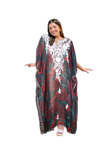  Women’s V-Neck Kaftan – Loose Fit Beach Caftan Dress for Resort & Travel Wear Onesize