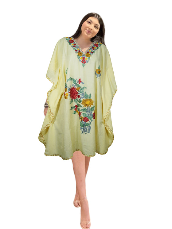 Kaftan for Women Buttermilk Bliss Embroidered Kaftan – Women's Resort Wear L-3XL