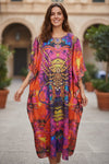 Women’s Red Printed Kaftan Maxi Dress – Cruise & Travel Kimono Caftan