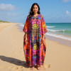 Women’s Red Printed Kaftan Maxi Dress – Cruise & Travel Kimono Caftan
