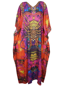  Kaftan Maxi Dress, Red Printed Cruise Kaftan, Womens Travel Viscose Kimono Dress, L-3X