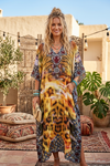Soft Georgette Yellow Caftan Maxi Dress – Bohemian Cruise-Ready Kaftan Gown  3XL