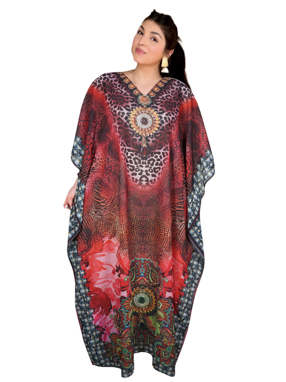 Women's Pink Sheer Maxi Caftan Dress – Lightweight, Breezy, and Stylish L-3X