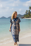Women’s Navy Blue Stylish Kaftan – Boho Chic Flowy Maxi Caftan Dress for Lounge & Travel L-3XL