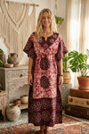 Women’s Maroon & White Boho Caftan Maxi Dress – Flowy Maternity & Resort Summer Wear L-3XL