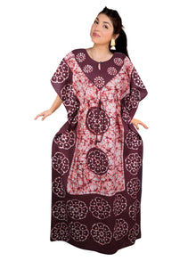  Maroon & White Caftan Maxi Dress – Boho Summer Maternity & Resort Wear  L-3XL