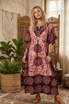 Maroon Cotton Kaftan Maxi Dress – Boho Lounge House Dress for Women  3XL