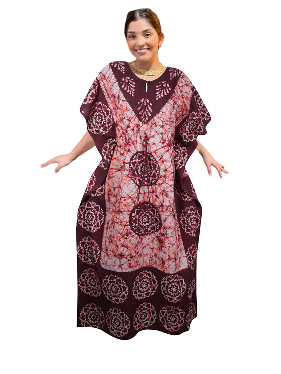Maroon Cotton Kaftan Maxi Dress – Boho House Dress & Lounge Wear 3XL