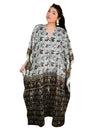 Boho White Maxi Caftan Dress – Recycled Sari Muumuu Beach Cover-Up  2XL