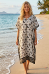 Women’s Boho Recycled Silk Kimono Kaftan Maxi Dress – Beach Wedding Caftan XL