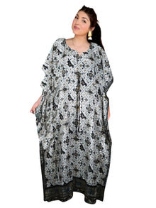  Women's Boho Recycled Silk Kimono Kaftan Maxi Dress – Beach Wedding Caftan XL