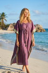 Women’s Purple Maxi Kaftan Dress – Recycled Sari Silk Boho Caftan  L-XL