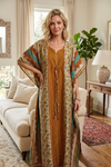 Orange Recycled Silk Caftan Maxi Dress – Boho Beach Kaftan for Women  XL