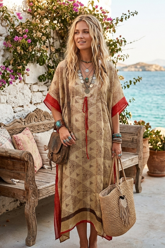 flowy caftan dress White Linen Kaftan Dress - Kaftan Maxi Dress, Long Sleeves & Pockets