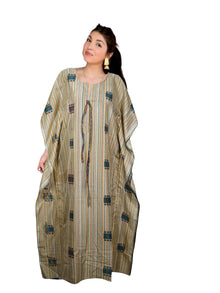  Women's Caftan Loungewear – Beige Kaftan Maxi Dress for Relaxed Elegance L-XL