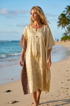Floral Maxi Caftan Dress – Beige Red Boho Kaftan | Resort Style Beachwear  XL