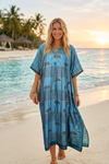Women’s Kaftan Maxi Dress – Kimono Style Resort Wear Caftan, Flowy Boho Beach Dress, L-XL