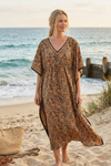 Peach Boho Silk Maxi Kaftan – Flowy Resort Dress | Cruise & Travel Wear 3XL