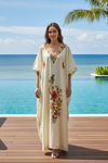 Women's Embroidered Maxi Caftan Dress – Loose Cotton Housedress  3XL