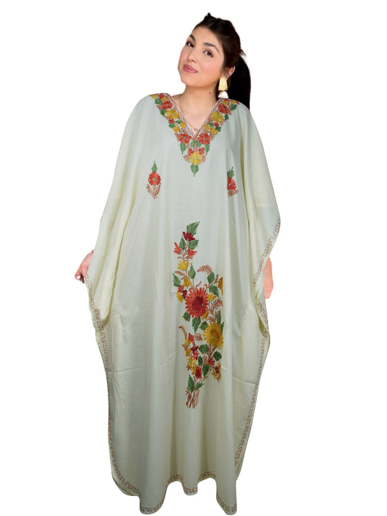 Women's Embroidered Maxi Caftan Dress – Loose Cotton Housedress 3XL