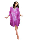 Embroidered Cotton Kaftan Dress in Purple – Stylish Summer Wear for Women L-4XL