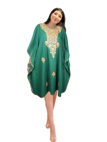  Women's Pine Green Midi Caftan Dress – Flowy, Bright & Effortlessly Chic One size L-4XL