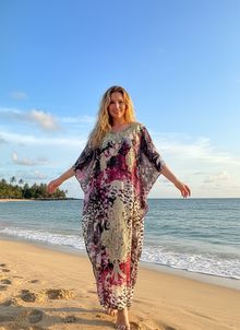  Pink & Black Bohemian Beach Kaftan – Soft Georgette Maxi Dress for Women L-4XL