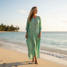  Women's Sheer Embroidered Kaftan Maxi Dress – Elegant Beach Cover-Up & Resort Wear L-4XL