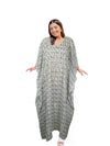 White & Gray Embroidered Caftan – Elegant Women’s Cruise Kaftan L-4XL