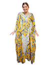 Yellow & White Embroidered Caftan – Light & Breezy Women’s Summer Dress L-4XL