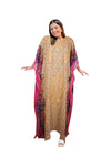 Embroidered Orange-Beige Kaftan – Elegant Cruise Maxi Dress L-4XL