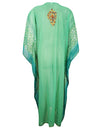 Womans Kaftan Maxi Dress, Retro Style Green Sheer Cruise Resort Wear Maxidresses One size