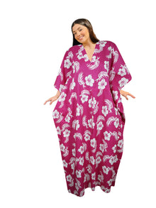  Women's Pink Boho Cotton Kaftan – Flowy Maxi Caftan Dress for Beach & Lounge L-3X