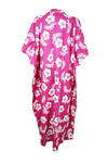 Womens Maxi Kaftan Dress, Cotton Caftan, Pink Boho Flowy Print Dresses L-3X