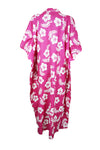 Womens Maxi Kaftan Dress, Lounger, Cotton Caftan, Pink Boho Flowy Print Dresses L-3X