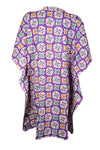Boho Cotton Summer Kaftan Dress Purple Paisley Print Beach Short Caftan Dresses L-3X