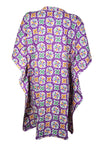 Boho Cotton Summer Kaftan Dress, Purple Paisley Print Beach Short Caftan Dresses L-3X