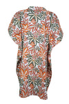 Womens Beach Cover Up Kimono Dress, Colorful Floral Print Cotton Caftan Dresses L-3X