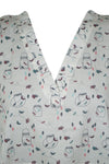 Women Short Kaftan Dress White Floral Print Dresses Beach Cover up Resort wear, L-3X