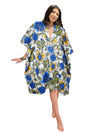 Womens Summer Muumuu, kaftan Dress, Cotton Blue Floral Kimono Dresses L-3X
