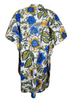 Womens Summer Muumuu, kaftan Dress, Cotton Blue Floral Kimono Dresses L-3X