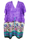 Women's Purple Caftan Short Dress, Cotton Kaftan, Beach, House Dresses S-XL