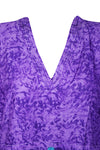 Women's Purple Caftan Short Dress, Cotton Kaftan, Beach, House Dresses S-XL