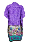 Women's Purple Caftan Short Dress, Cotton Kaftan, Beach, House Dresses S-XL