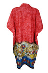 Boho Cotton Summer Kaftan Dress Red Print Beach Short Caftan Dresses S/M
