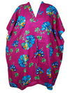 Women's Pink Caftan Dress, Cotton Floral Kimono Kaftan Dresses S/M