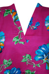 Women's Pink Caftan Dress, Cotton Floral Kimono Kaftan Dresses S/M