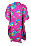 Women's Pink Caftan Dress, Cotton Floral Kimono Kaftan Dresses S/M