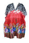 Womens Cotton Short Kaftan, Red Print Short Dress, Beach Cover up Caftan Dress S/M/L